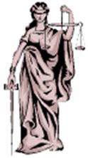 La justicia se representa por una mujer con los ojos vendados, con una balanza en una mano y una espada en la otra